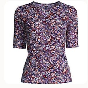 Lands' End Women's Elbow Sleeve Paisley Top - UPF 50